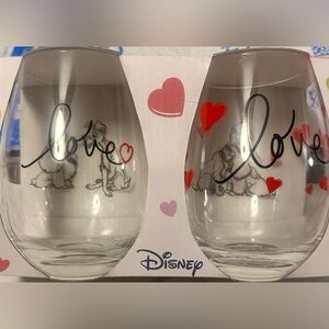 Disney Red Heart Stemless Glass Set
